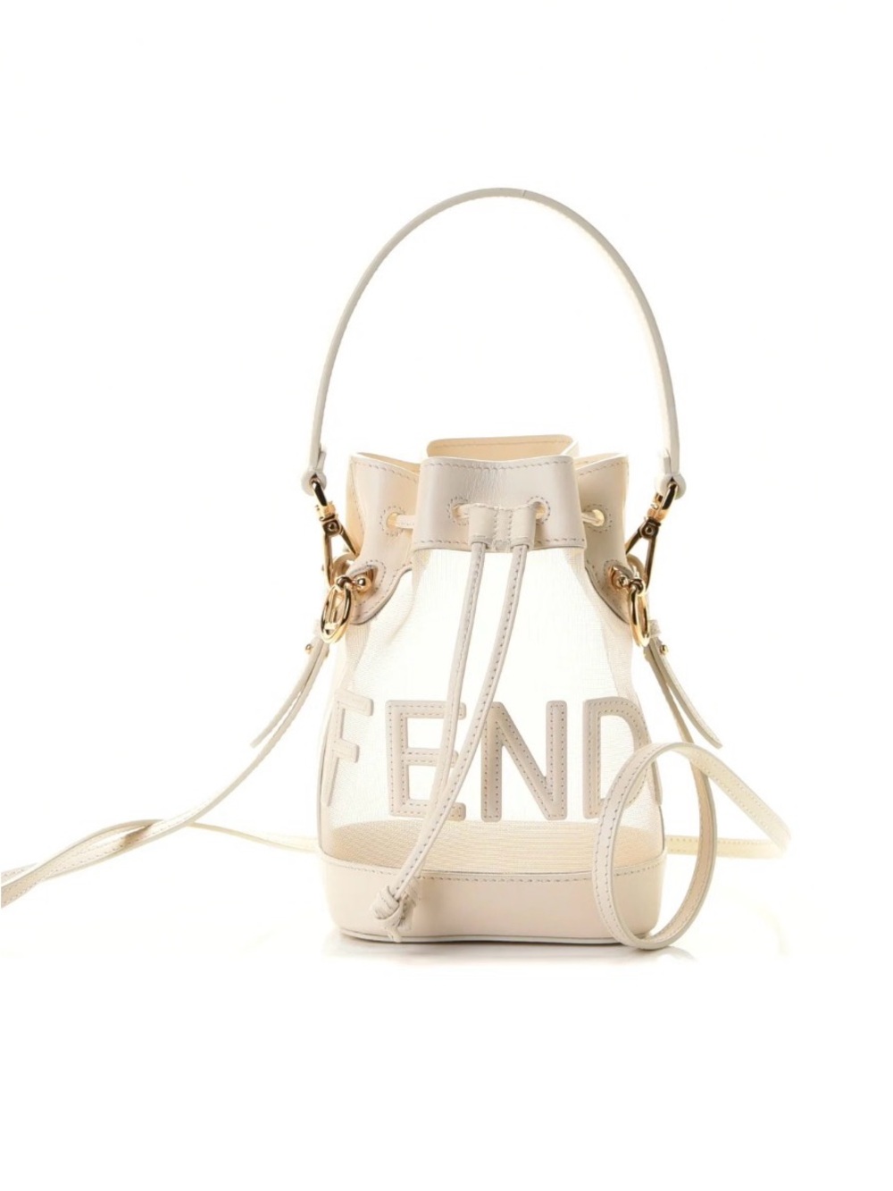 Fendi Mesh Vitello Bucket Bag with Logo